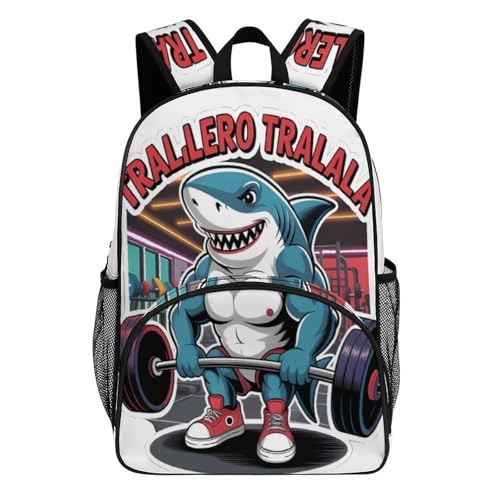 Tralalero-Tralala Merch Large Travel Backpack Italian-Brainrot Meme Waterproof Lightweight Daypack White 44x32x19cm