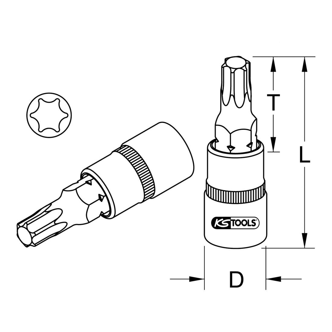 KS Tools Bit-Stecknuss TX T45, 1/2 Zoll Antrieb – 5,1 Cm Lang, Mit FlankTraction-Profil & Kugelfangrille