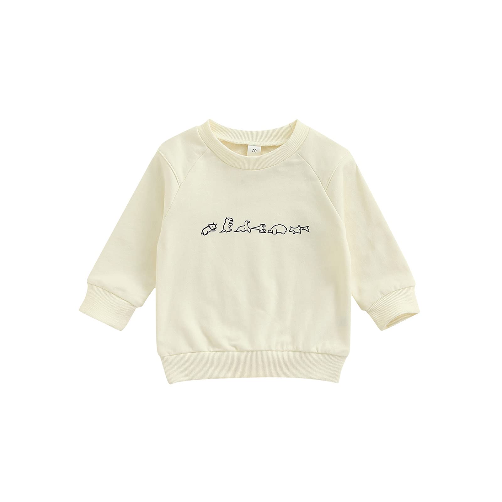 BOIBOKOKO Newborn Baby Boy Pullover Top Causal Long Sleeve Sweatshirt Dinosaur Printed T-Shirt Fall Winter Clothes (1#Apricot, 3-4T)