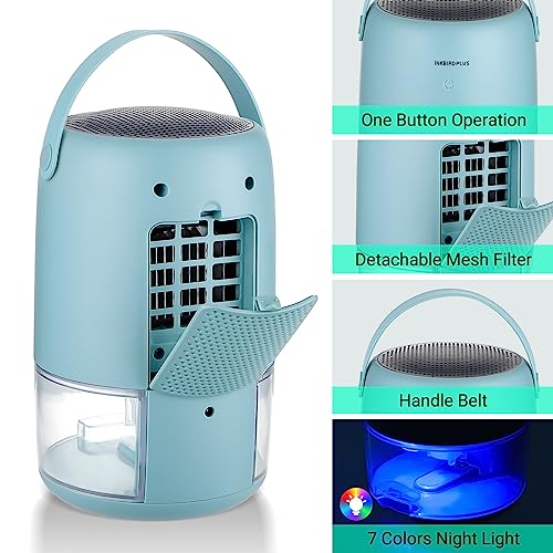 Image of 1100 ml Electric Dehumidifier, Extremely Quiet, 7 Coloured LED Lights, Shut-Off Protection, Portable Dehumidifier Small for Bathroom, Bedroom, Basement, Home