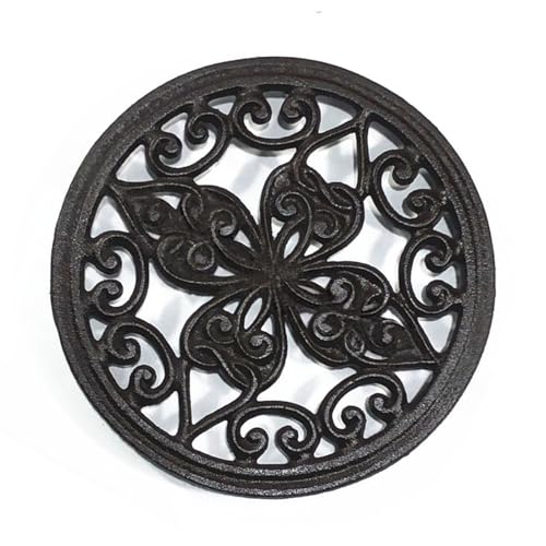 FANSHINUO Salvamanteles de hierro fundido para platos calientes y ollas, con patrón de flores, para decoración de mesa de comedor y cocina