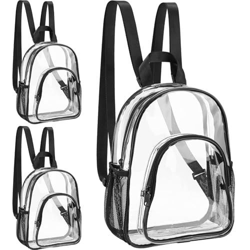 TKSDWBLTY 3Pcs PVC Transparent Backpack Clear Small Backpack Portable Lightweight Mini Cute Clear Bag Fashion Daypack