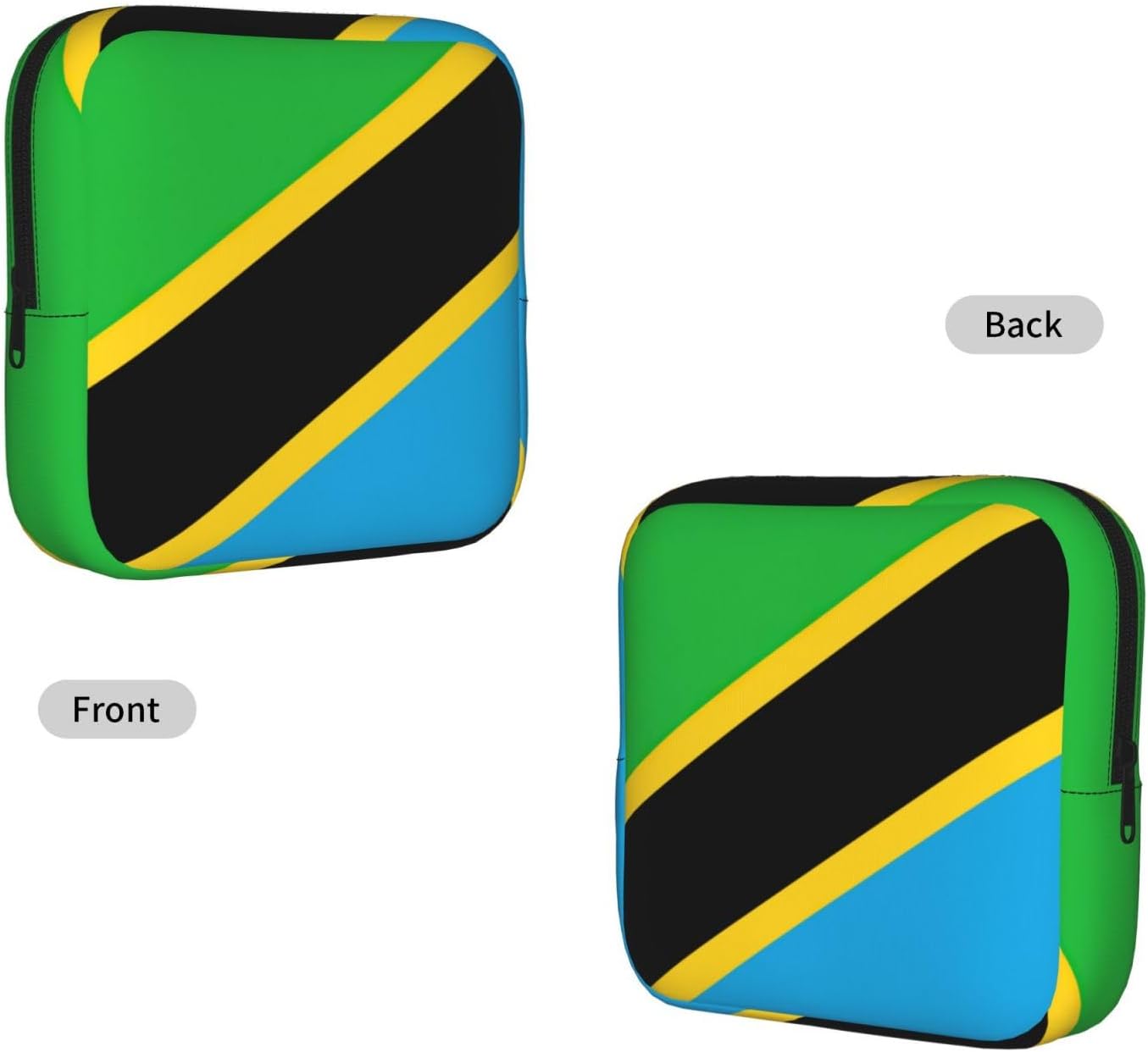 Tanzania Flag Print Women Period Bag Sanitary Pouch Portable Pad Pouch Tampon Holder Small Zipper Pouch Storage Bag