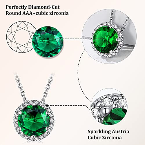 Bestyle Sparkling 925 Sterling Silver Birthstone Necklaces for Women, Created Heart/Round/Teardrop/Square Crystal Solitaire Pendant Diamond Necklace, Great Birthday/Anniversary/Wedding Gifts3