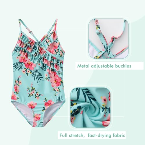 Image of Moon Tree Girls One Piece Swimsuits Ruffle Swimwear Beach Bathing Suit 2-14 Years