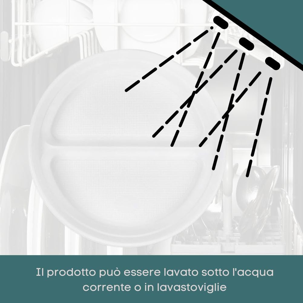 RAGO® Set Piatti Plastica Rigida Lavabili 100 pezzi - 2- divisibile I Piatti in plastica riutilizzabili I Ø 22 cm I Piatti Bianchi dura Lavabili I Piatti per feste, Stoviglie in plastica