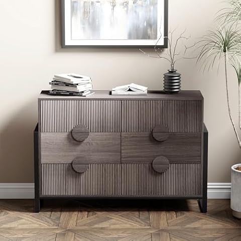 Aoikax Modern Fluted 6-Drawer Dresser Cover