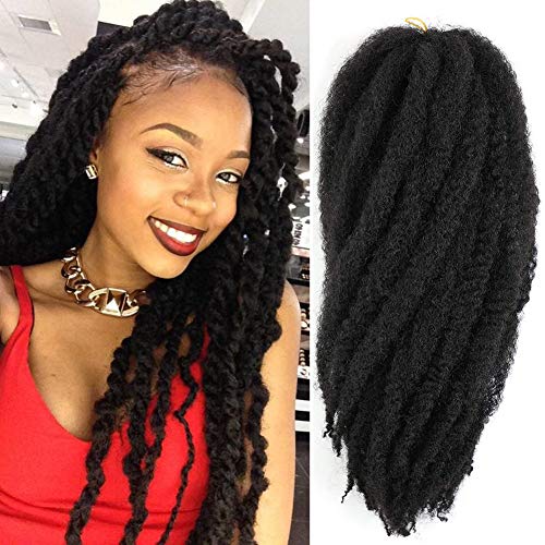 4 Packs Marley Braiding Hair Afro Kinky Marley Twist Braids Hair Extensions Crochet Braids Kanekalon Synthetic Marley Hair (1B)