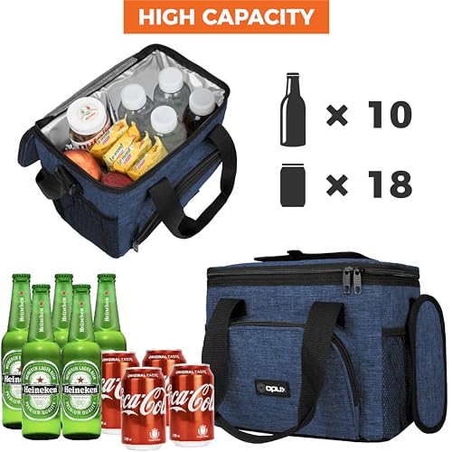 OPUX Soft Cooler Bag, Insulated Collapsible Lunch Cooler Bag for Men Work Camping Beach Travel, Portable Soft Sided Leakproof Waterproof Large Lunch Bag Box with Shoulder Strap 18 Cans, Heather Navy - Image 4