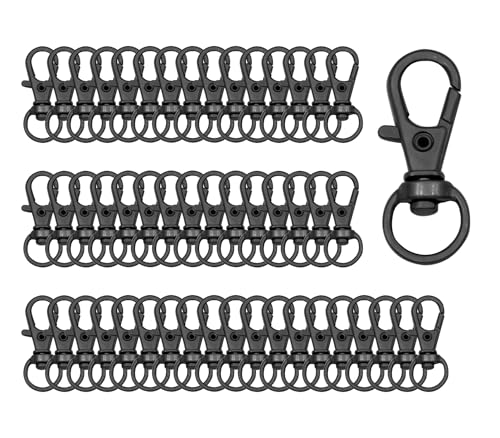 50pcs Swivel Snap Hooks Premium Metal Gun Black Lobster Claw Trigger Clasps for Lanyard Keychain Rings Bag Purse Tag Jewelry Making DIY Crafts Length 1.26inch(32mm) Inside Width 0.39inch(10mm)