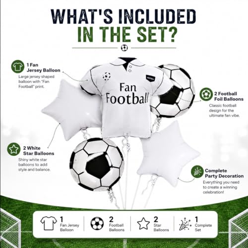 Image of Atpata Funky Football Theme Foil Balloons - 18 Inch Round Football Shape Foil Balloons for Kids Sports Themed Birthday Party Decor and Goal theme Celebrations (Fan Jersey)