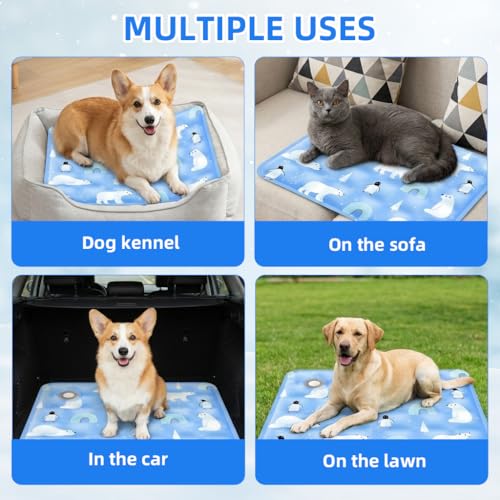 Image of Qpets Small Cooling Mat for Dogs Cats, 50x40cm | Self-Cooling Gel Pad for Small Pets up to 10kg. Washable, Durable & Portable. Use Indoor /Outdoor, Car or Crate.