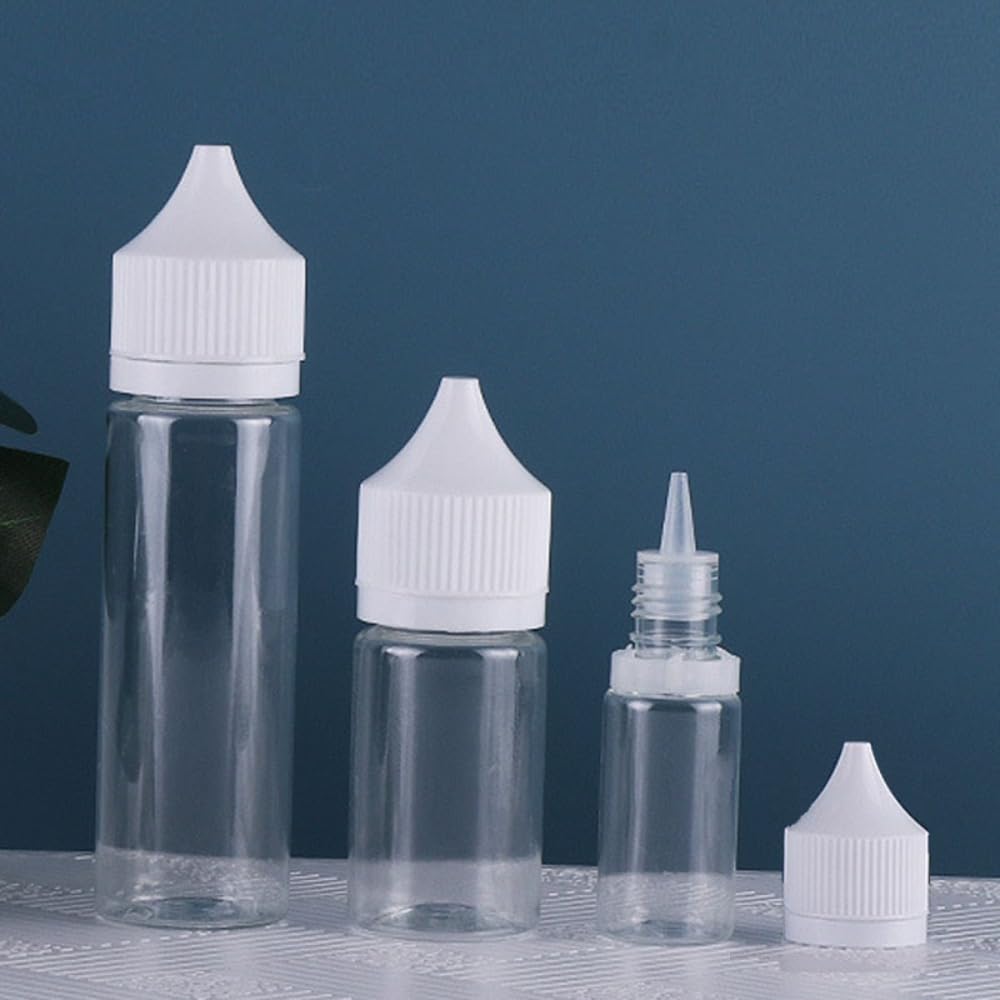 Transparente Dosierflaschen aus Kunststoff, leer, mit Drehverschluss, für Tinten, Öle, Flüssigkeiten, ätherische Öle, Farbe, Flüssigkeiten, Aufbewahrung von Flüssigkeiten, 50 Stück, 30 ml - 120 ml