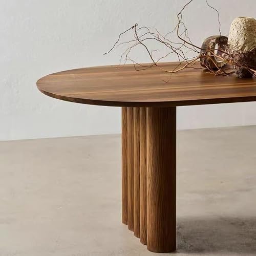 Dining Room Table Log Restaurant Dining Table Solid Wood Workbench Oval Cafe Negotiation Living Room Furniture(180cm)