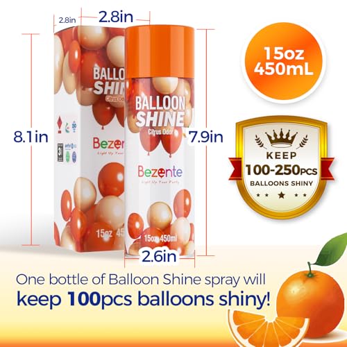 Image of Citrus Scent Balloon Shine Spray 15oz Fast High-Gloss for Parties | High Shine Zesty Citrus Balloon Spray, Long-Lasting Waterproof Gentle Formula, Quick Finish for Indoor Outdoor Events Decor