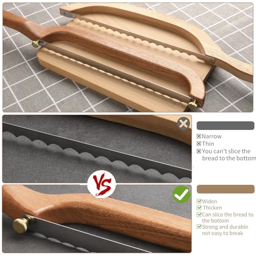 Image of Uprichya Bread Knife for Homemade Bread Sourdough, Wooden Bread Bow Knife for Sourdough, Bread Slicer for Homemade Bread, Bread Saw, Sourdough Bread Cutter, Left-Handed