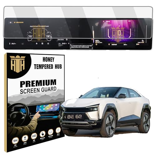 Image of HONEY TEMPERED HUB Glossy Screen Guard Combo For MAHINDRA BE6 2025 /12.3 DUAL FULL TOUCHSCREEN INFOTAINMENT + INSTRUMENT CLUSTER GUARD /Anti Scratch Car Display Accessories [Not Tempered Glass]