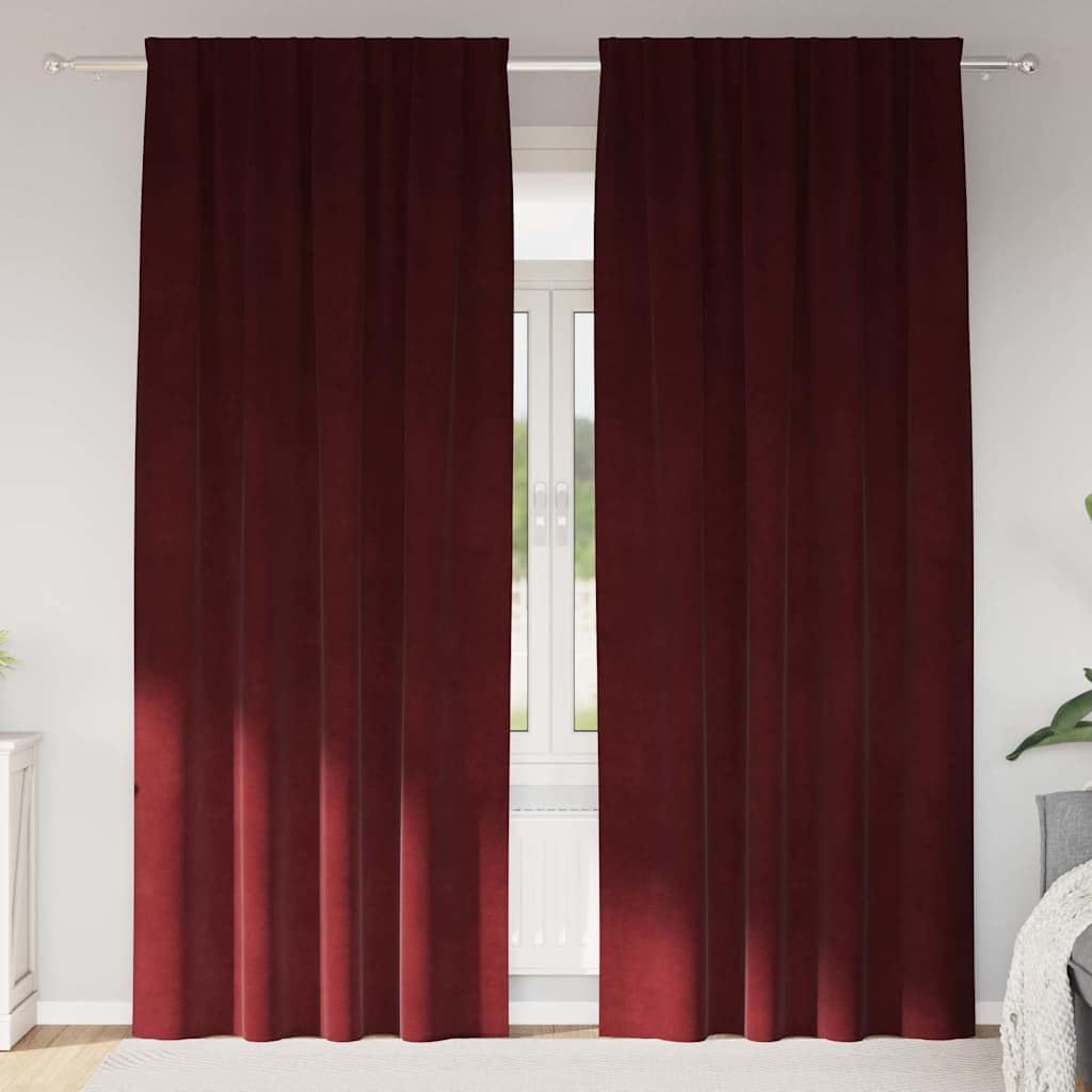 2 cortinas opacas de terciopelo rojo vino, 140 x 245 cm, cortinas opacas con ojal y trabilla para salón, dormitorio, habitación infantil, aislamiento térmico y privacidad