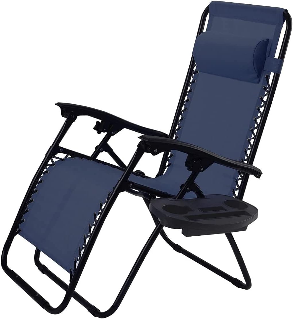 Hysache Folding Zero Gravity Chair, Outdoor Adjustable Lounge Chair w/Detachable Pillow and Cup Holder, Portable Lawn Camping Recliner for Poolside/Backyard/Beach/Deck (Wine)