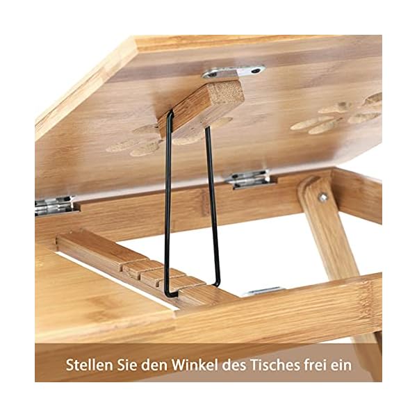 YORKING Laptoptisch 50x30cm Laptop Tisch Betttisch Laptop Knietisch Bambus Notebooktisch mit Lüftungslöchern mit Schublade für Lesen Oder Frühstück – Bild 4