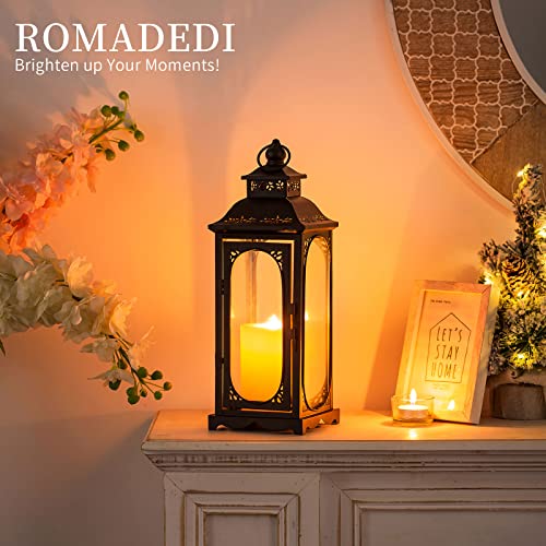 Lantern Decorative For Home Decor, Romadedi 13.5 Inch Large Candle Lanterns Decorative Outdoor, Vintage Candle Holder For Wedding, Farmhouse Home Décor, Black #TOP2