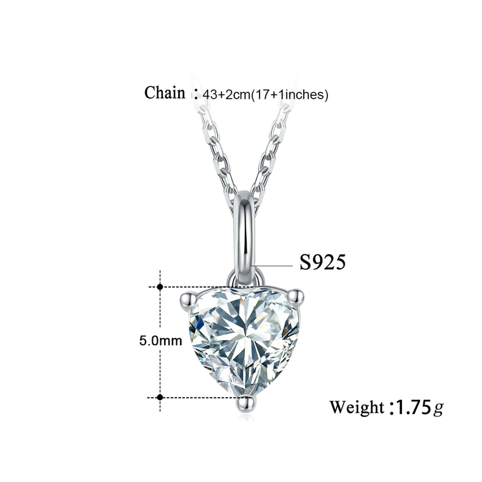 Collana Pendente Donna Argento Sterling 925 Oro Collana Pendente Pendente A Forma di Cuore Zirconia Cubica
