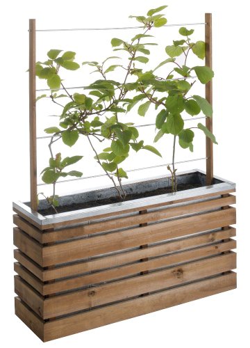 Jardipolys Bac à Fleurs avec Treillis teinté Brun LIGN Z - 110 L - Cerland