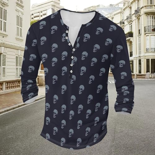 Men's Henley Shirts Long Sleeve Cotton T-Shirts Casual Workwear Quick Dry Shirts Graphic Club Pullover Tee3