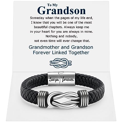 Pulsera de cuero con nudo infinito para hombre miniatura 1
