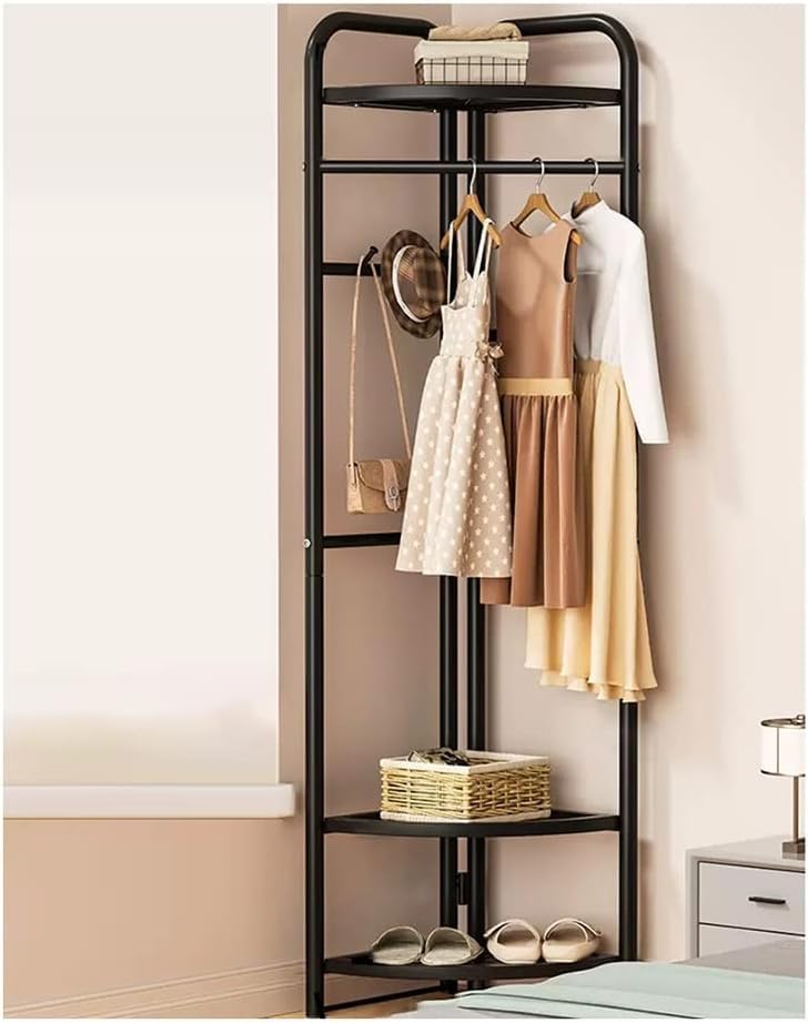 Solution de rangement élégante en métal avec étagères pour manteaux