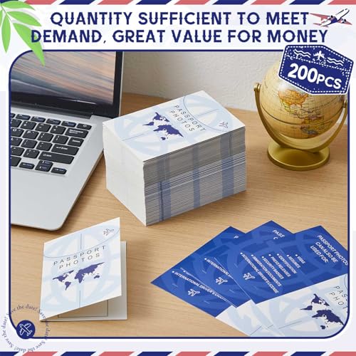 200 Pcs Thick Passport Photo Holder 5.31 x 3.54 Inches Passport Picture Folders with Compartment for 2 x 2 Print, Picture Display Safely for Office, Customers Deliver Pictures, Travel4