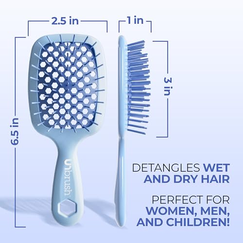 Image of FHI Heat UNbrush Mini Detangler Brush for Pain-Free Brushing on All Wet or Dry Hair Types - Durable Duoflex Anti-Static Bristles, Lightweight Handle, Vented Mini Hair Brush