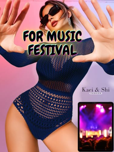 Image of Kaei&Shi Sexy Hollow Rave Outfits, Fishnet Bodysuit Fits US Women Sizes 0-18, Sheer Lace Glow Party Tops Festival Mesh