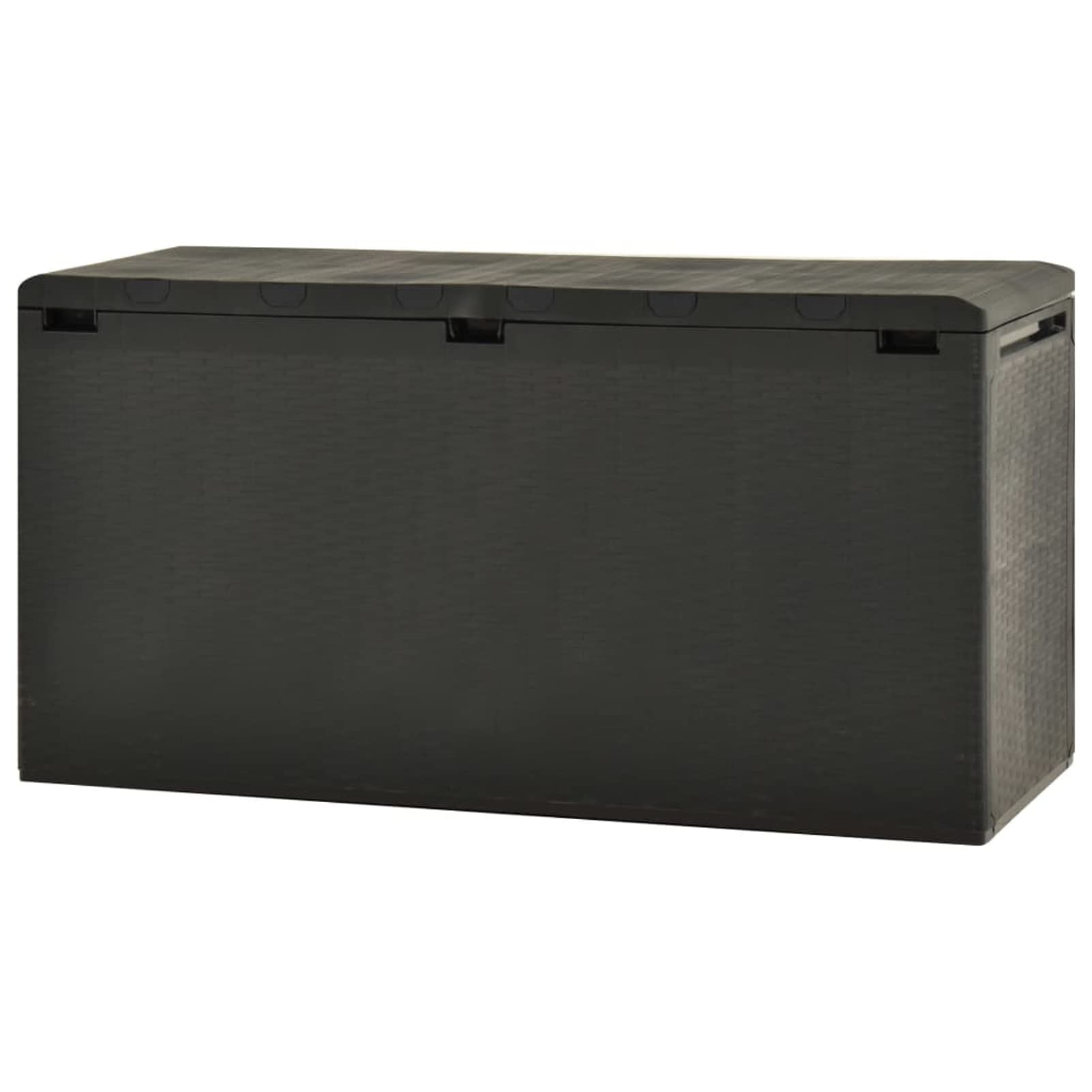 Baule da Giardino Antracite 114x47x60 cm,Baule da Giardino Effetto Legno Organizer Box Giocattoli Multibox Impermeabile Esterni