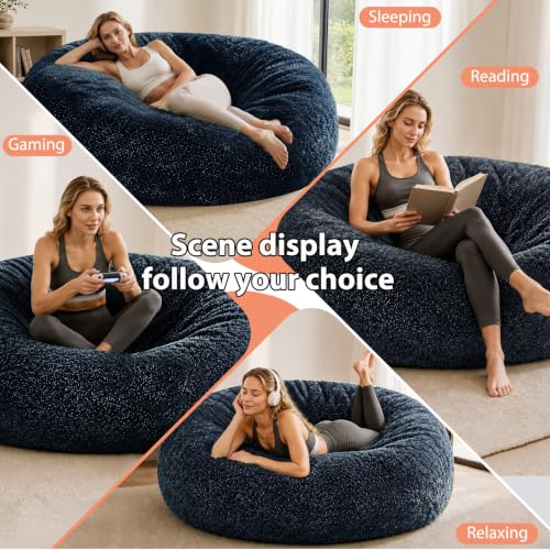 Image of Memory Foam Bean Bag Chair for Adults, 6FT Blue Shining