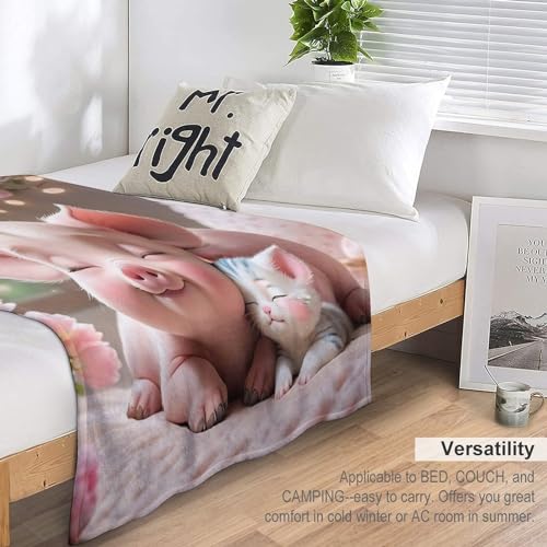 Couvre-lit impression 3D cochon en flannel de qualité supérieure drap de lit 130x180 - 6