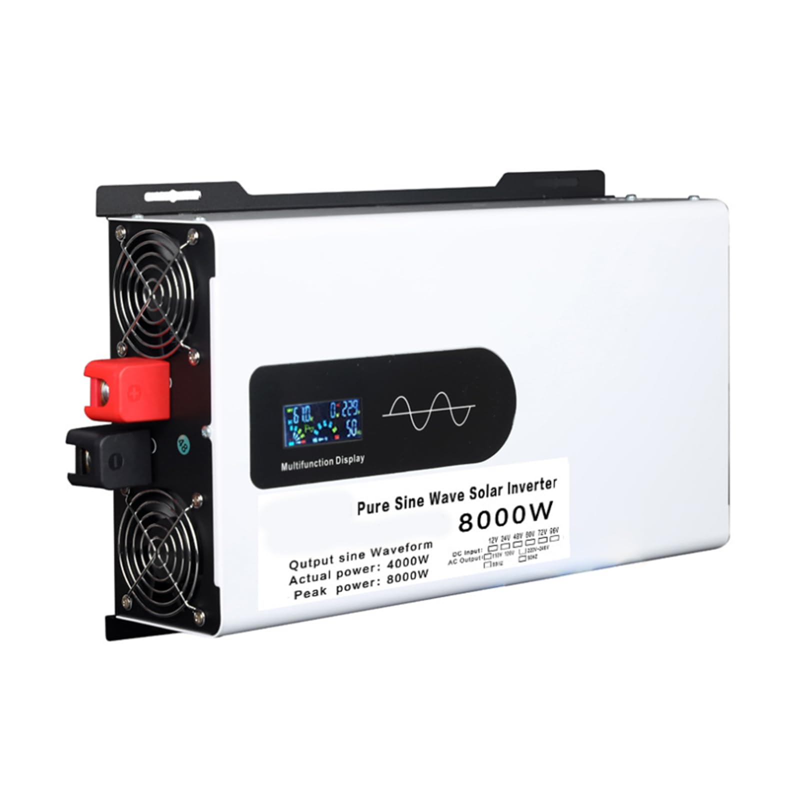 12v to 220v,Inversor Solar híbrido de 8000 W, CC 72 V, 60 V, 48 V, 24 V, 12 V a CA 220/110 V, con Pantalla LED, inversor fotovoltaico de Onda sinusoidal Pura para autocaravanas