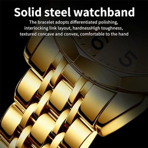 Image of OLEVS Watch for Men Luxury Dress Analog Quartz Stainless Steel Waterproof Luminous Date Business Two Tone Casual Wrist Watch