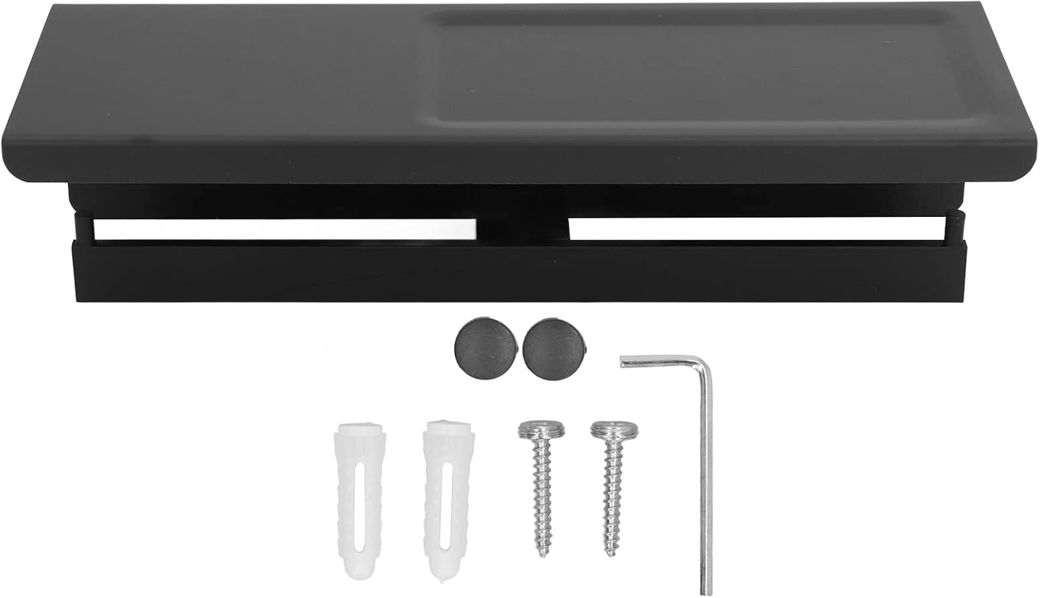 Wall Mount Toilet Paper Holder with Storage Shelf, Black, Aluminum Alloy - Waterproof Design, Multi - Use Convenience for Bathroom and Hotel Use