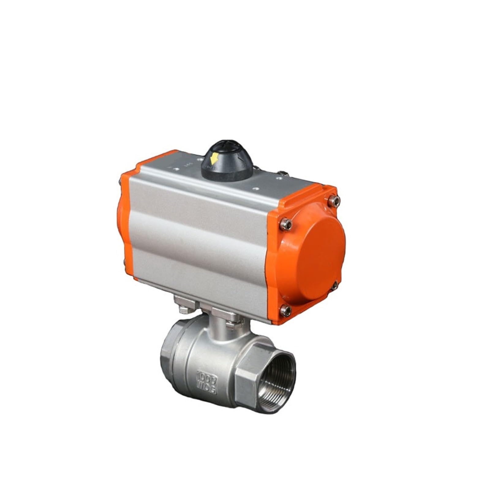 Kugelhahn, Pneumatischer Kugelhahn DN15 DN20 DN25 DN32 DN40 DN50 Zweiteiliger doppeltwirkender Zylinder aus Edelstahl mit hoher Plattform(1/2")