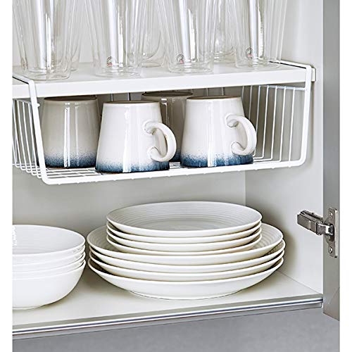 Image of Go Hooked 16 Inch Under Shelf Basket White Powder Coated Iron Space Saving Versatile Heavy Duty Sleek and Sturdy Efficient Compact and Durable Modern Robust Elegant Set of 3