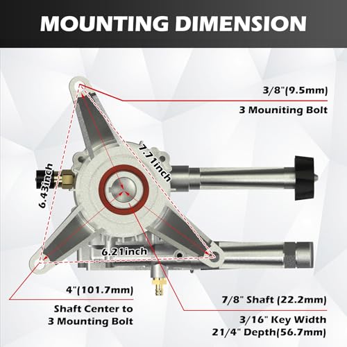 AgiiMan 7/8" Shaft Vertical Pressure Washer Pump Head, Max 3300PSI Replacement Power Washer Pump, Compatible with Craftman, Honda GC160 GC190, Homelite, Troybilt, Ryobi, RMV25G30D-EZ, SRMW22G26-EZ