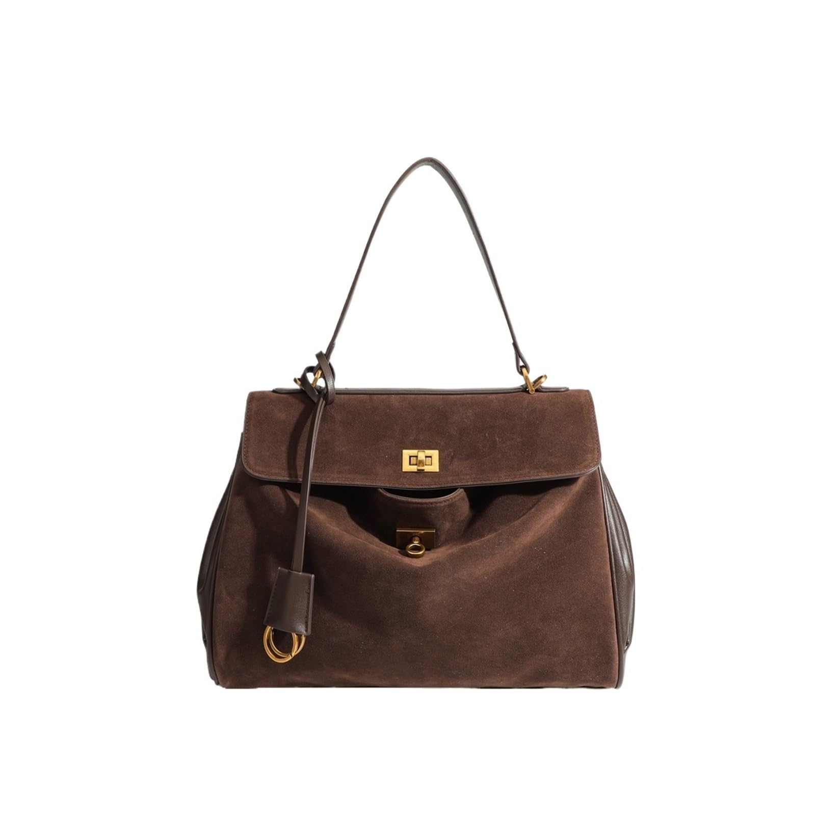 Herbst Damen Retro-Einkaufstasche Wildleder Leder große Kapazität Schultertasche Vintage-Handtasche for die tägliche Arbeit auf Reisen