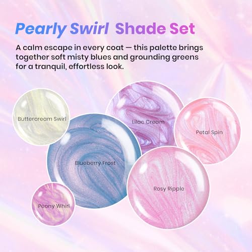 Image of Beetles Spring Gel Polish Set - Stay Shining Pearly Swirl Shade Set, 6 Colors Mermaid Nail Swirl Shell Thread Effect Polish Soak Off Uv Gel Polish DIY Salon-Quality at Home Gift for Women