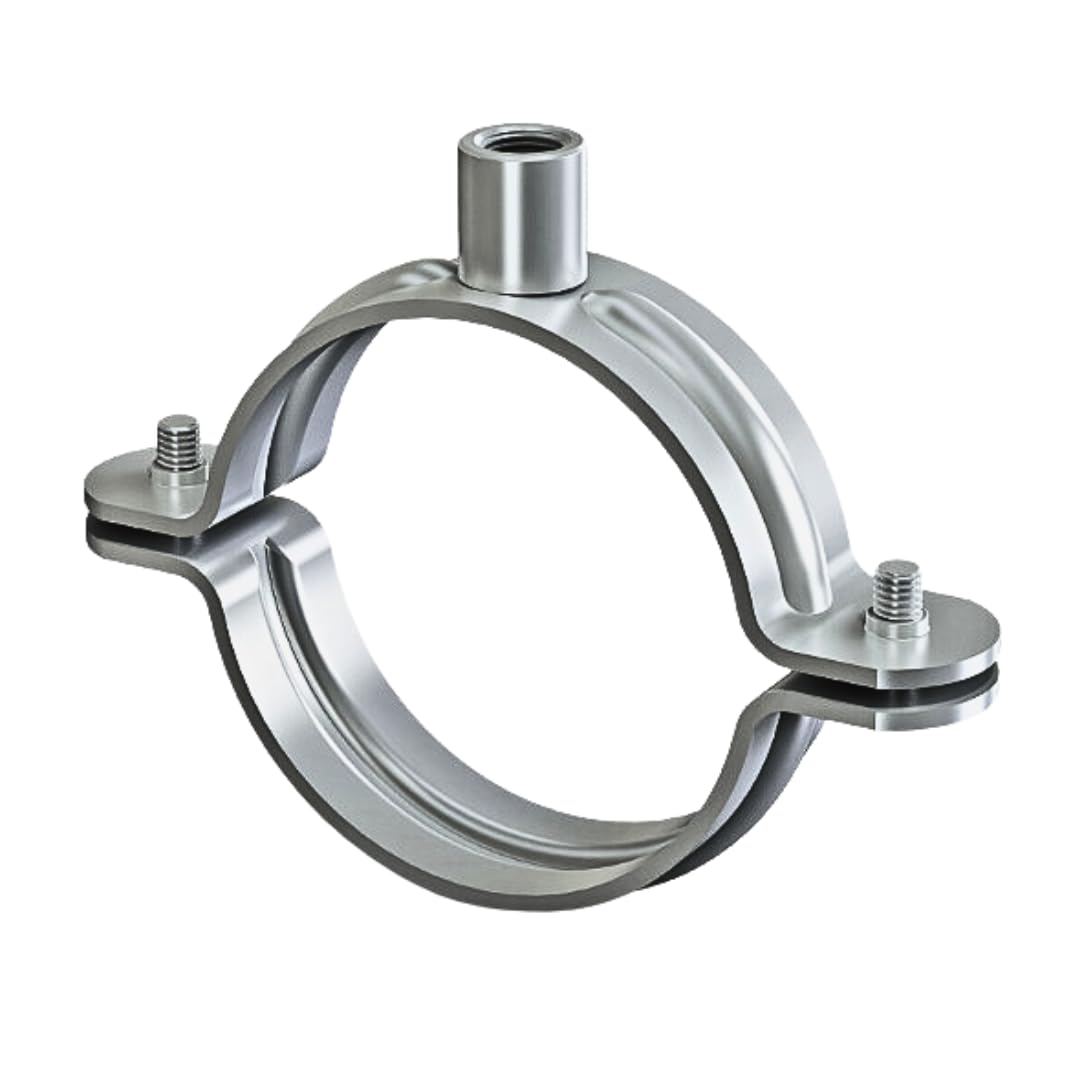 Collare per tubi a due pezzi 16–18 mm, acciaio zincato, 100 pz | Struttura robusta e resistente alle intemperie, facile da montare, progettata per un fissaggio stabile e sicuro.