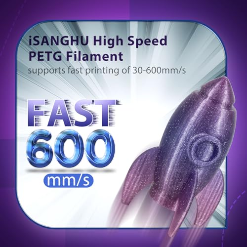 Image of Shiny Clear 3D Printer Filament 1.75mm, High Speed PETG Filament for 50-600mm /s, Blue to Purple Gradient Filament with Sparkling Glitter, Transparent PETG Filament 1kg(2.2lbs) Spool