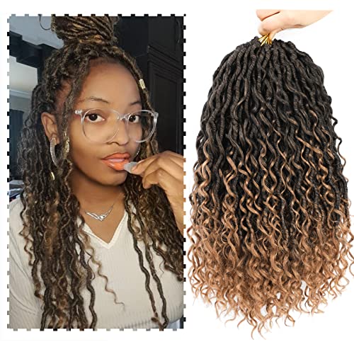 SamBraid Goddess Locs Crochet Hair 14 Inch, 8 Packs New Goddess Faux Locs Crochet Hair for Black Women, River Hair with Curly Ends (14Inch, T27#, 8Packs)