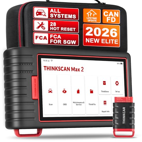 Thinkcar Car Diagnostic Tool Thinkscan Max2 All System Automotive Scan Tool OBD2 Scanner Bluetooth With Auto VIN 32G ROM And 28 Maintenance Services Oil/IMMO/EPB/SAS/TPMS Reset.Lifetime Free Upgrade.