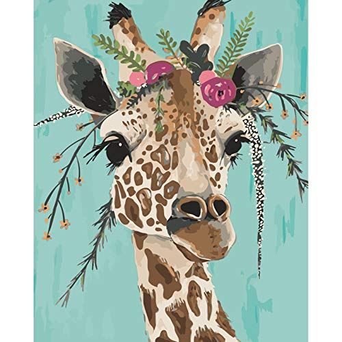 Paint by Numbers for Adults Animals Giraffe Kits on Canvas Easy to Paint for Beginner and Kids ,DIY Acrylic Painting by Numbers 16x20 inch Without Framed Arts Craft Home Wall Decor LSPBN