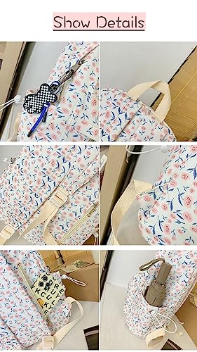 JHTPSLR Cottagecore Aesthetic Backpack Flowers Backpack Cute Floral Backpack Spring Summer Backpack Casual Daypack (Blue)2